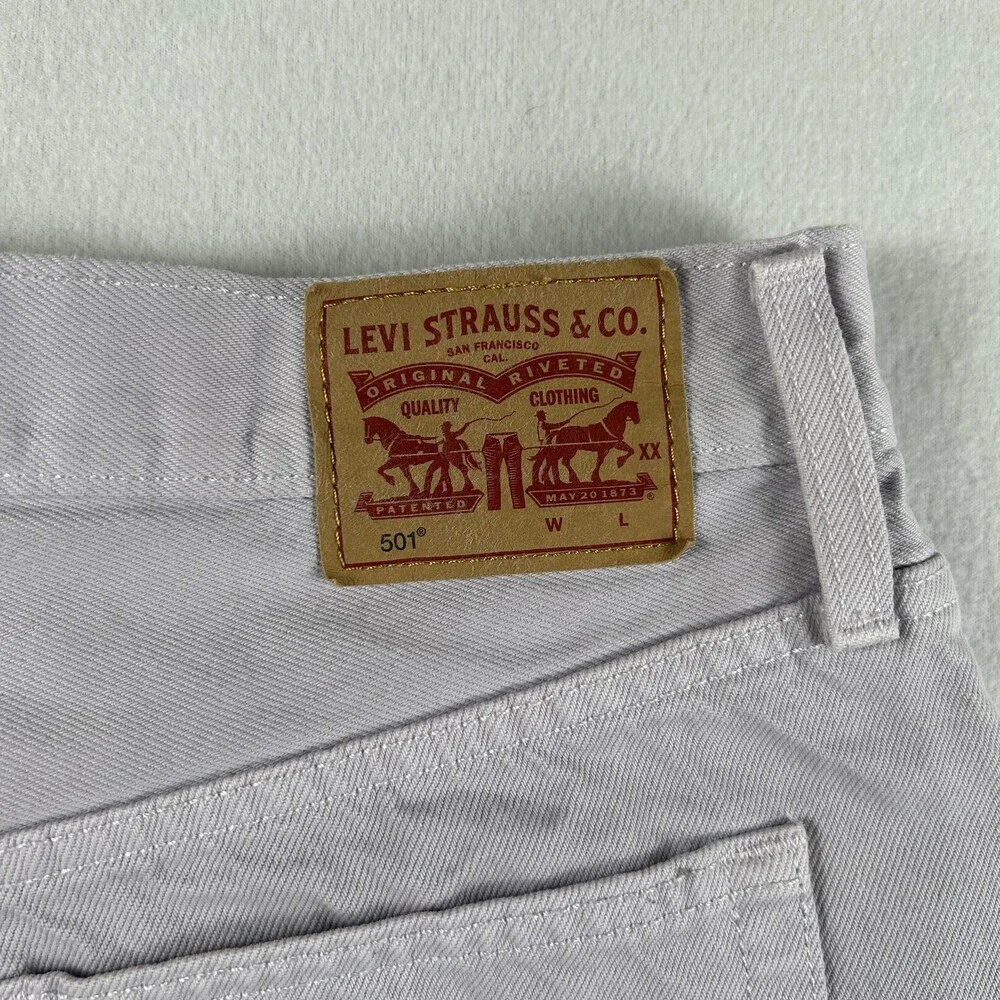 Levi's 501 Shorts Womens 30 Purple Denim High Rise Cutoff Button Fly Raw Hem